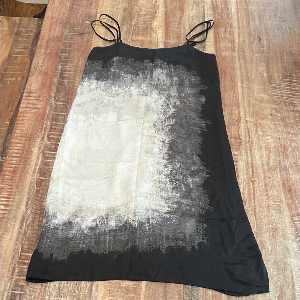 Halston Heritage Vintage Silk Slip Dress With Abstract Expressionist Print